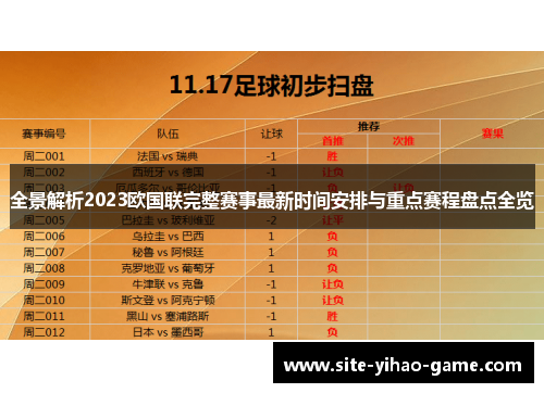全景解析2023欧国联完整赛事最新时间安排与重点赛程盘点全览